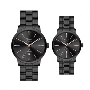 Alexandre Christie AC 1028 Full Black Rosegold Tick Couple